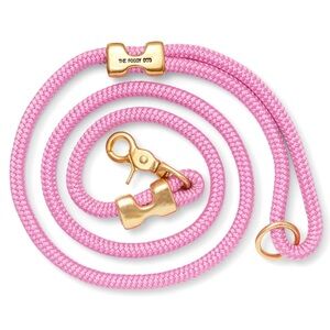 The Foggy Dog Pink and Gold Rope Leash Brass Hardware 5 FT